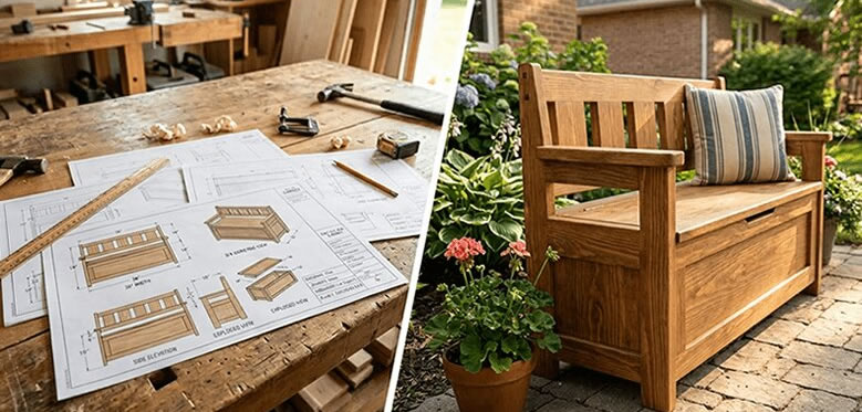 garden bench with storage plans project